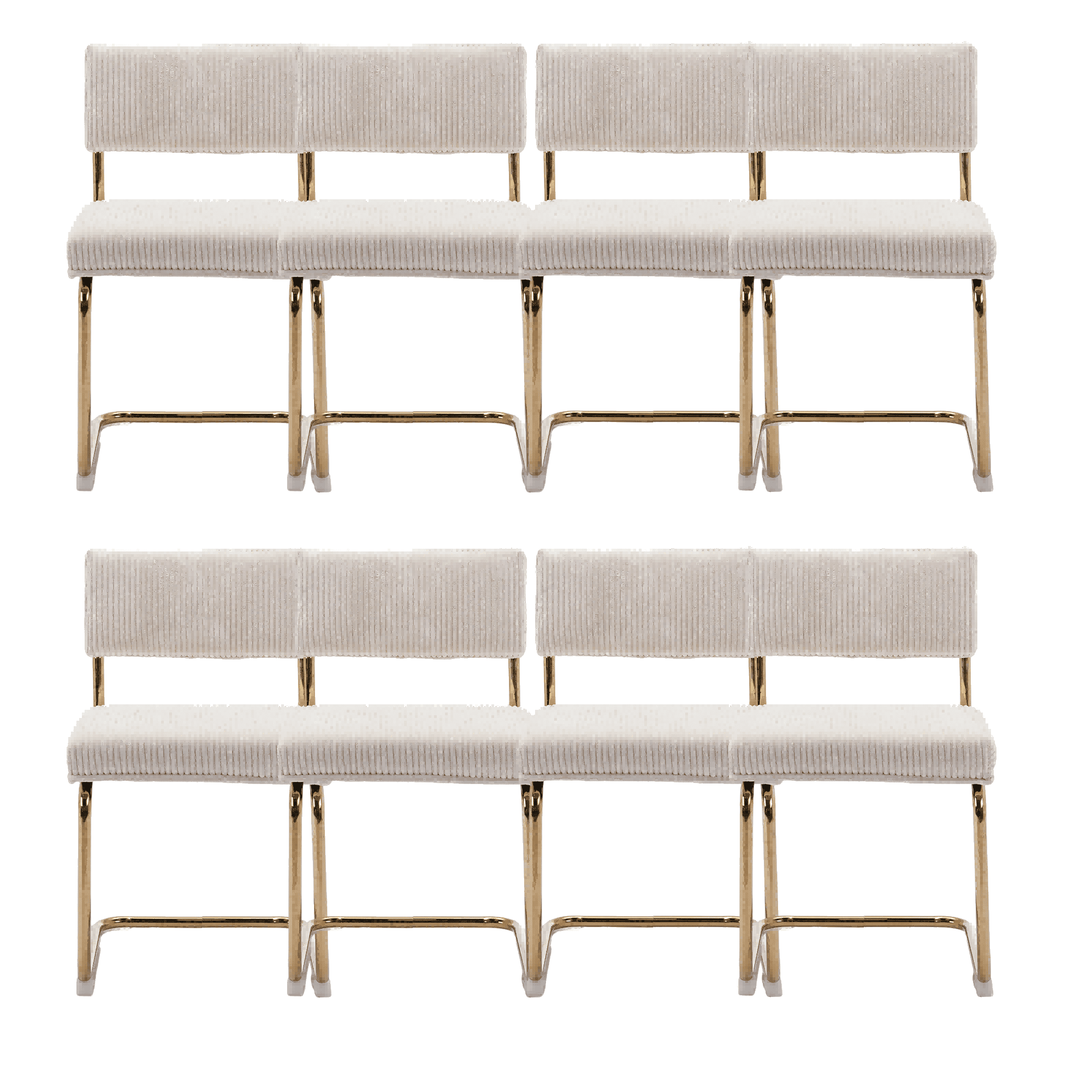 Modern Accent Armless Kitchen Chairs with Channel Tufting, Dining Chairs with Corduroy Fabric