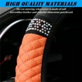 thumbnail image 2 of Soft Leather Car Steering Wheel Cover, Universal 15 Inch Colorful Rhinestones Anti-Slip Elastic Steering Wheel Covers for Most Cars, Sparkly Crystal Diamond for Women Girls (Orange), 2 of 9