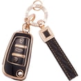 thumbnail image 1 of Pour Audi Key Fob Cover 3 Buttons TPU Soft Key Shell Case Fit for Audi A1 A3 A4 A6 A8 Quattro Q3 Q7 S3 S6 RS3 RS6 R8 TT TTS Flip White Car Key Protector with Bling Keychain,1,Black, 1 of 6