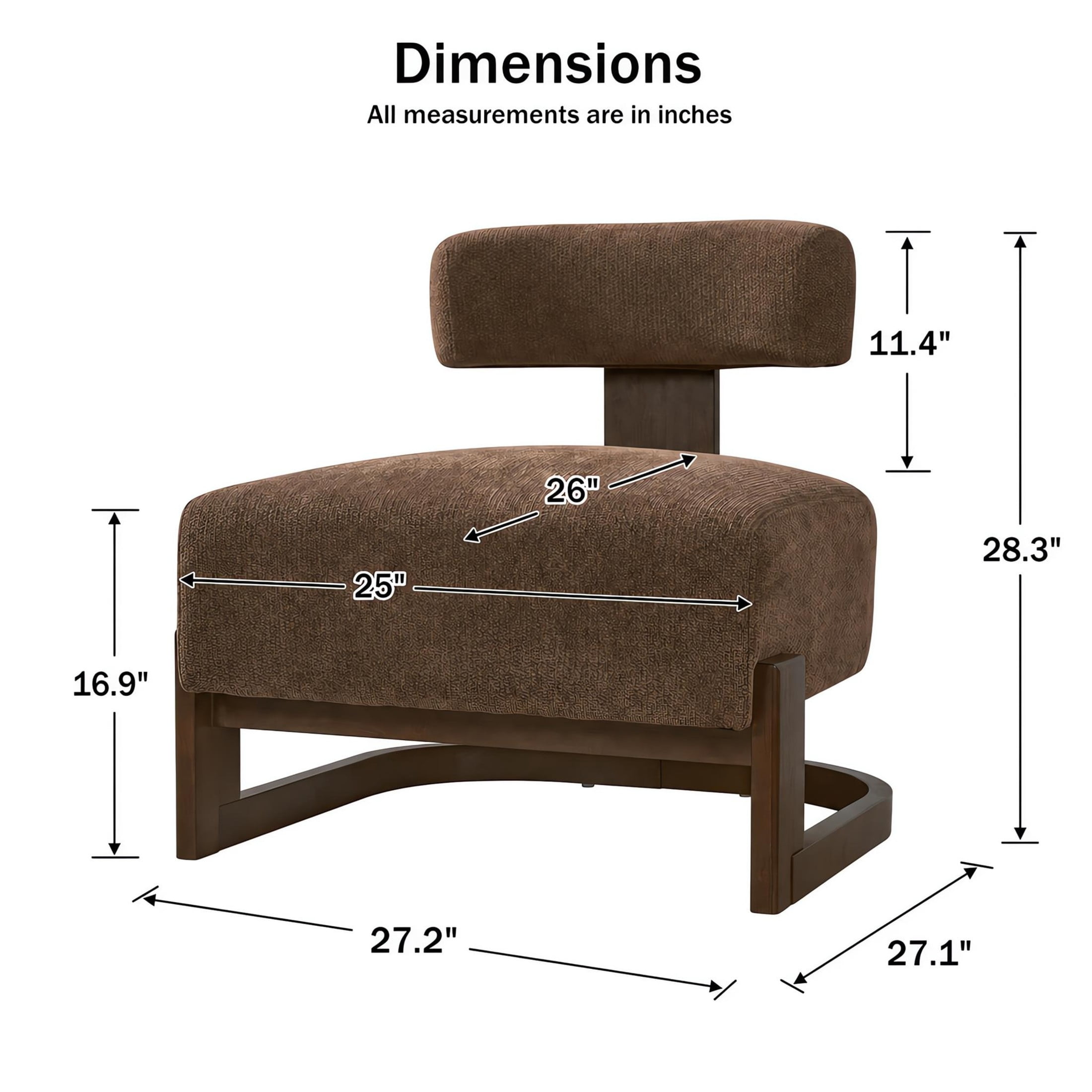 Christopher Knight Home Modern Armless Accent Lounge Chair, Curved Wood Base with Cushion, Brown, Set of 2