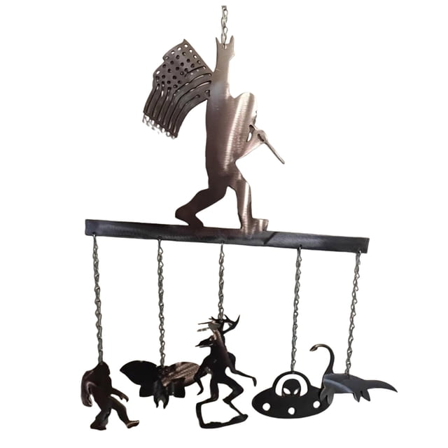 Hydrating Wind Chime With Rocking Design Handmade Metal Decor Featuring Cartoon Monkey 5 Mystery Pendants Perfect For National Parks