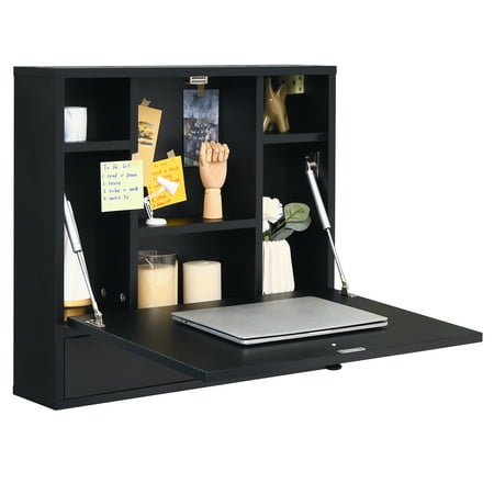 UPC: 6975214421696 | Costway Wall-Mount Floating Desk Foldable Space Saving Laptop Workstation Black