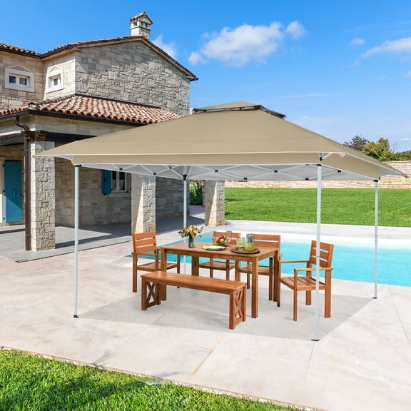 AVAWING 12x12 ft 39 lbs Outdoor Pop-up Canopy Party Tent Easy Setup Patio Wedding Tent, Khaki