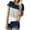 B, variant on SHOPESSA Womens Tops Summer Rounk Neck Triple Color Block Stripe T-Shirt Short Sleeve Blouse T-Shirt Causal Printing Soft Tops