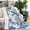 Blue Pioneer Flower, variant on Blue Pioneer Flower and Bird Blanket,Comfortable Soft Flannel Throw Blanket,All Season,Warm Lightweight Blankets for Sofa Bed Couch Living Room Chair,50"x60"(130x150cm)