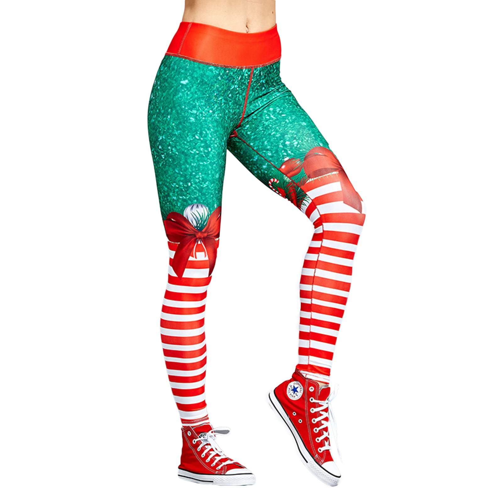 US Womens Xmas Christmas Sports Casual YOGA Workout Gym Fitness Legging Pants 