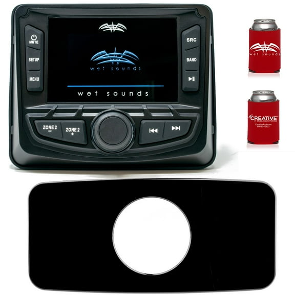 Wet Sounds WS-MC-2 With Stinger Marine SEADASH3B Universal Marine 3" Radio Dash Kit - Black,