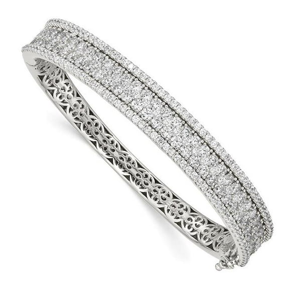 Sterling Silver CZ Hinged Bangle
