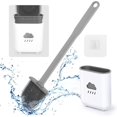 thumbnail image 1 of Escobilla de baño, escobilla de baño de silicona, escobilla de baño colgante, escobilla de baño de silicona con soporte de secado rápido para limpieza profunda, inodoro de baño - gris, 1 of 5