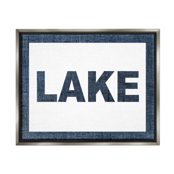 Stupell Industries Minimal Lake Phrase Typography Painting Gray Floater Framed Canvas Art Print Wall Art, 31 x 25