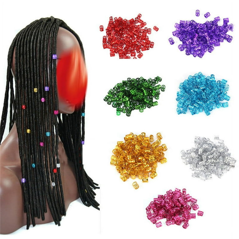 Plussign 500Pcs/Lot African Hair Beads Silver Dread Beads Braid Cuff Hair  Braids Ring Red Silver Gold Hair Cuff 7 Mixed Colors - AliExpress