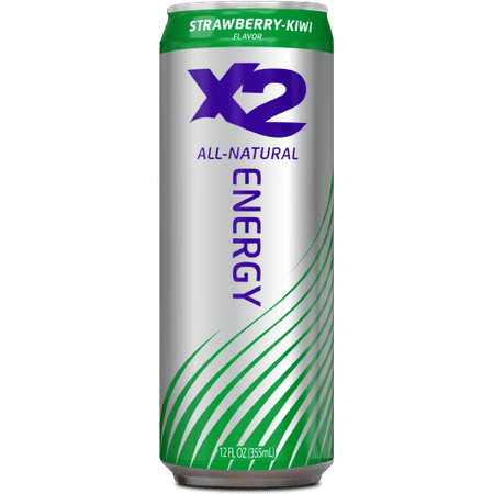 X2 All Natural Energy Drink, Strawberry Kiwi, 12