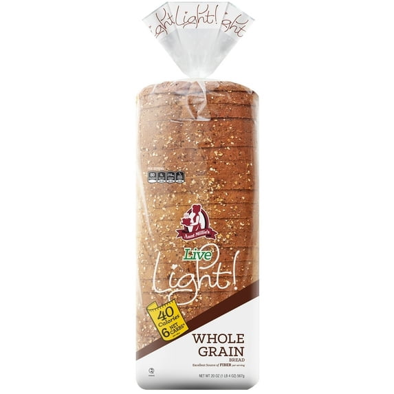 Aunt Millie's Live Light! Whole Grain Bread Loaf, 20 oz, 24 ct