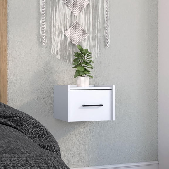 TUHOME Boa Floating Nightstand with Wall-Mounted Design, Spacious Storage Drawer