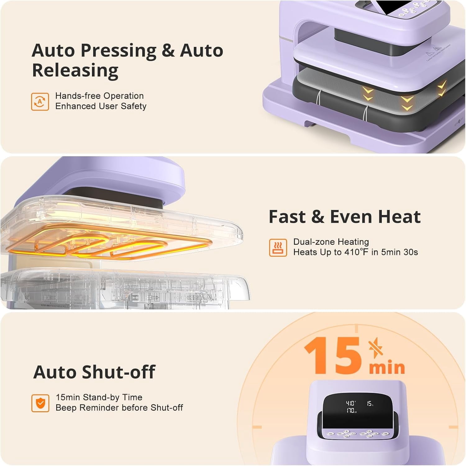 HTVRONT Automatic Heat Press 2 + HTVRONT Automat Heat Press Accessories Kit, Heat Press Machine with Adjustable Pressure & Higher Heating Height, Heats Up Fast and Evenly