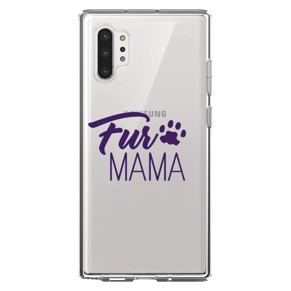 DistinctInk Clear Shockproof Hybrid Case for Galaxy Note 10 PLUS (6.8" Screen) - TPU Bumper Acrylic Back Tempered Glass Screen Protector - Fur Mama - Dog Paw