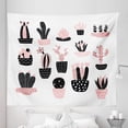 thumbnail image 1 of Cactus Tapestry, Succulent Garden Illustration with Different Houseplants, Fabric Wall Hanging Decor for Bedroom Living Room Dorm, 5 Sizes, Pale Pink White, by Ambesonne, 1 of 1