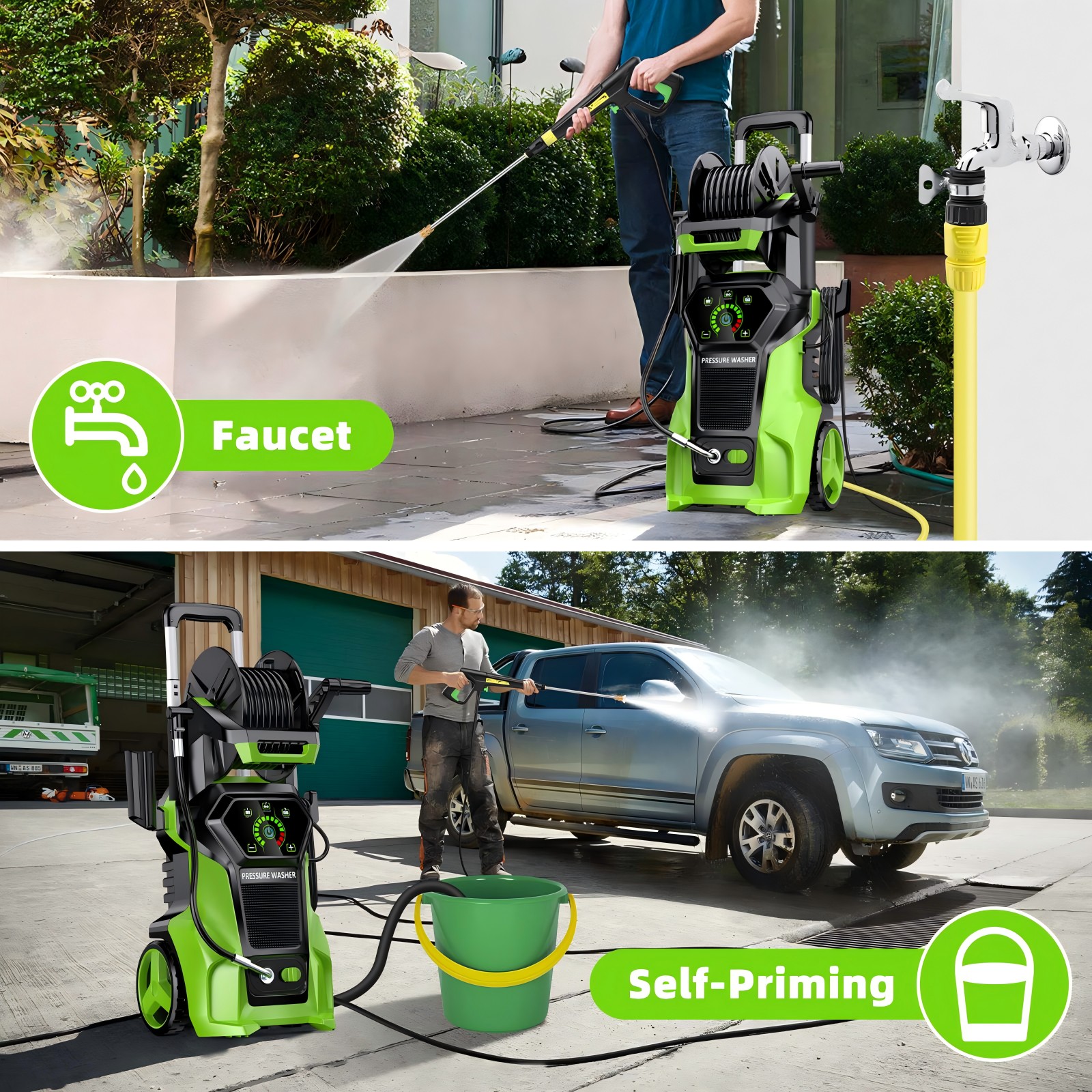 Fenbeli Electric Pressure Washer, 5000 PSI 3.2 GPM Touch Screen Adjustable Pressure, 4 Nozzles and Foam Cannon Power Washer Cleaning for Patio