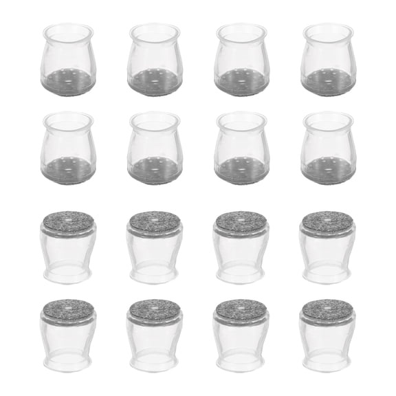 16Pcs Chair Leg Floor Protectors, Silicone Furniture Pads Non-Slip Chair Leg Caps Furniture Sliders with Felt for Floors ( Fit Diameter3.2-5cm , Transparent-Gray)