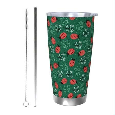 

Bingfone Good Luck Ladybug for 20 Oz Stainless Steel Travel Mug Double Wall Water Coffee Cup for Home Office Outdoor Works Great for Ice Drinks and Hot Beverage-Straw Two-piece Set