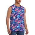 thumbnail image 2 of Haiem Men's Blue Skull Flower Print Tank Tops Summer Sleeveless Cut Off Workout T-Shirts Fitness Vest Athletic Undershirts-Medium, 2 of 8