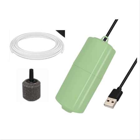 Portable lithium battery USB powered air pump for Fish tanks and outdoor For Fishing with steady 15 GPH flow and low 1W power consumption for continuous aeration (Green)