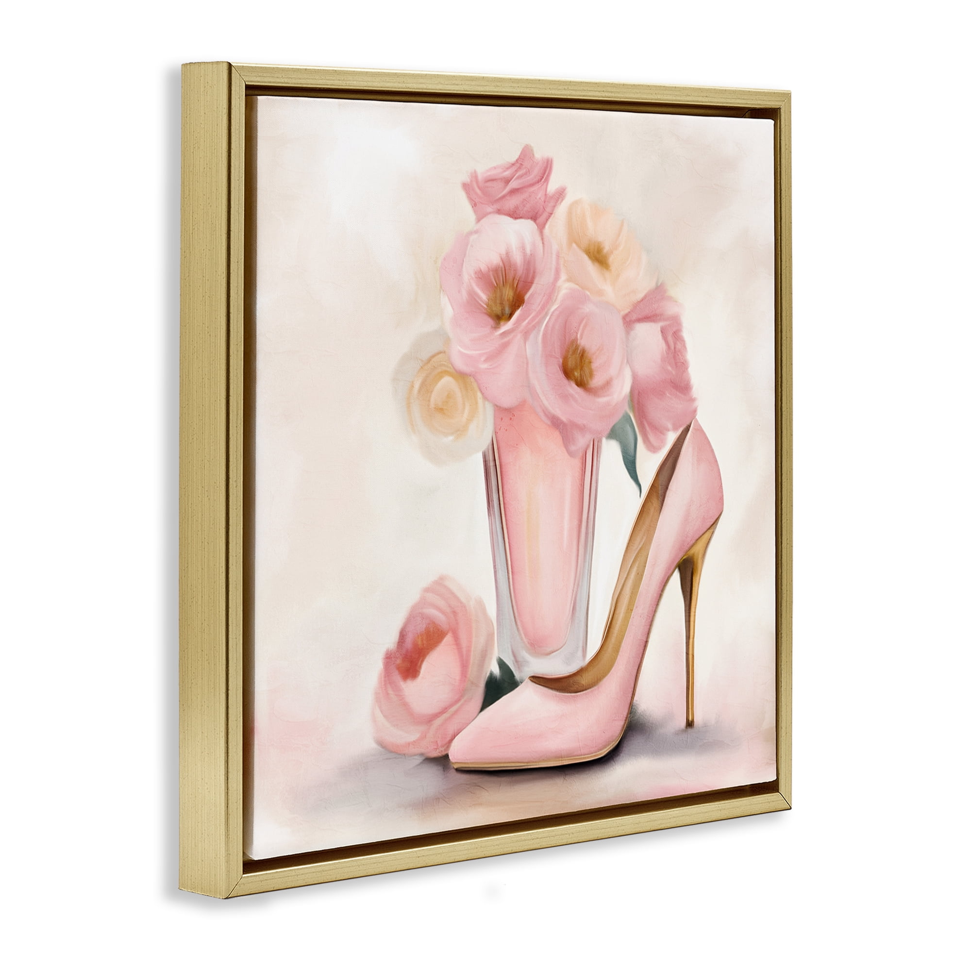 Stupell Industries Pink Beauty Bouquet Gold Framed Floater Canvas Wall Art, design by Kim Allen