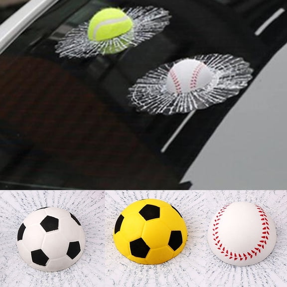 Soumake 3D Baseball Football Tennis Ball Hits Car Body Car Stickers Auto Window Decals