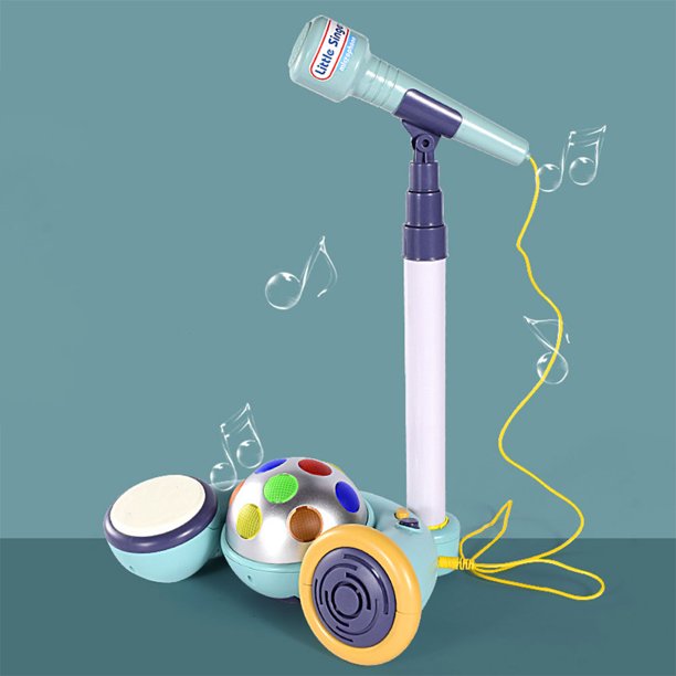 Máquina de karaoke para niños, instrumentos de batería, juguetes musicales para niños (micrófono único azul)