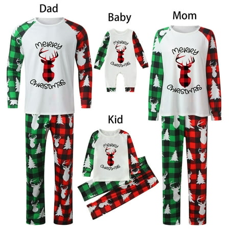 

Cinmonia Christmas Women Mommy Deer Print Blouse Tops And Pants Family Clothes Pajamas