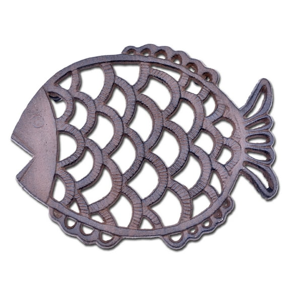 Decorative Cast Iron Trivet Fish 7.75" Wide by Flag Emotes