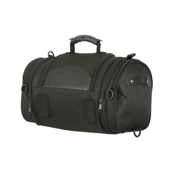 Daniel Smart Motorcycle  Sissy Bar Roll Bag with Multiple Pockets - Secure Your Luggage and Stuff with Ease - Includes Rain Cover for All-Weather Protection - Perfect for Motorcycle Touring – Black
