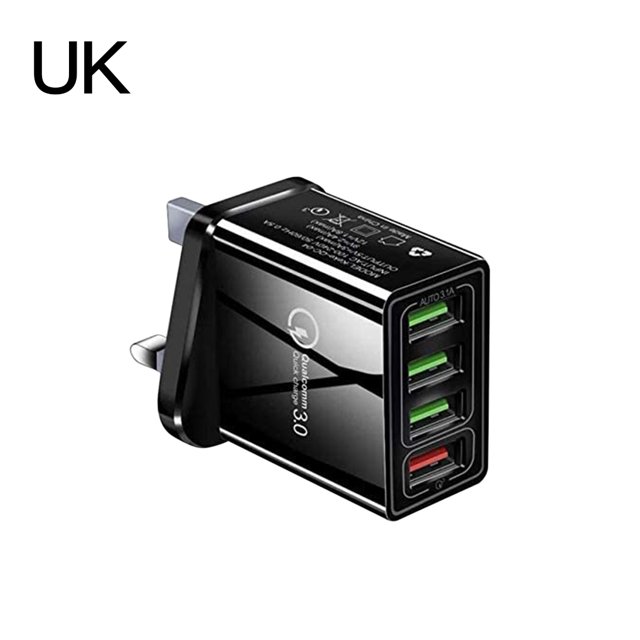 Cargador de pared para teléfono de 4 puertos Adaptador de corriente de carga rápida Cargador USB para teléfono móvil de viaje portátil Enchufe para el Reino Unido Scienceny EL5104-01B