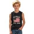 thumbnail image 3 of Kids USA 250th Independence Day Sleeveless Tank Top, Patriotic Flag Print Crew Neck Casual Tee for Boys Girls, Lightweight Summer Top for 4th of July(Black3,12-13 Years), 3 of 6