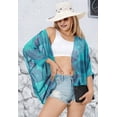 thumbnail image 2 of HAPPY BAY Women's Loose Kimono Casual Outwear Beachwear Bohemian Cover Up Top Dress Holiday Duster Cardigans for Women S Floral, Blue, 2 of 5