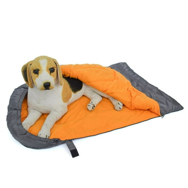 Saco de dormir para perros con bolsa de almacenamiento, cama para perros impermeable, cálida y plegable para viajes, Camping, senderismo, mochilero (gris + naranja)