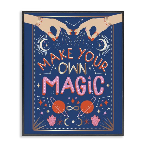 Stupell Industries Eclectic Make Your Magic Phrase Fashion Hands and Constellations Black Framed Giclee Art, 11 x 14, by Hannah Heemsbergen
