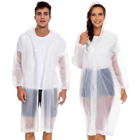 2 Pack Reusable Portable Adult Waterproof Rain Ponchos, Hooded Design with Drawstring for Men Women and teenagers