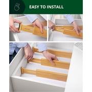 Royal Craft Wood Expandable Bamboo Drawer Dividers – 4-Pack Adjustable Organizer Separators for Kitchen, Bedroom, Dresser, Bathroom, Cabinet & Office Storage (17–22, Natural)