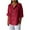 Red, variant on Htigea Women's Linen Summer 3/4 Sleeve Button Down Shirt High Low Tops Brown,L