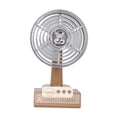 thumbnail image 2 of Ventilador de escritorio USB pequeño con ángulo ajustable, diseño retro, ligero para dormitorio, coche, verano. Marrón, 2 of 9