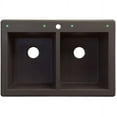 thumbnail image 3 of Transolid Radius 33in x 22in silQ Granite Drop-in Double Bowl Kitchen Sink with 5 CABDE Faucet Holes, In Espresso, 3 of 4