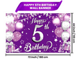 thumbnail image 4 of Purple Happy 5th Birthday Banner - XtraLarge, 72x44 Inch | Purple 5 Happy Birthday Banner | Purple Happy 5th Birthday Backdrop, 5th Birthday Decorations | Purple 5th Birthday Banner Girl, 4 of 7