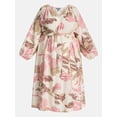 thumbnail image 4 of Terra & Sky Women’s Plus Tie Waist Midi Dress with Long Puff Sleeves, Sizes 0X-5X, 4 of 4