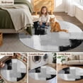 thumbnail image 5 of Black Grey Round Area Rug 4Ft Washable Circle Rugs for Bedroom Dining Room, Abstract Geometric Color Block Oil Painting Non-Slip Carpet Floor Mats Indoor Outdoor Carpet Runner Aesthetic Home Decor, 5 of 8