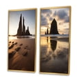 thumbnail image 3 of Designart "Time-Worn Rocks Sculpted by Sunset I" Beach & Ocean Framed Wall Art Set Of 2 - Coastal Brown Frame Gallery Set For Office Decor, 3 of 6