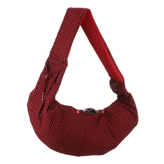 Uxcell Dog Sling Carrier for Small Dogs and Cats Up to 16.5 Lbs, Soft Pouch Plaid with Pocket Pet Cross Body Shoulder Bag, (Red-Black, 1 Pcs) Intended for Outdoor / Travel