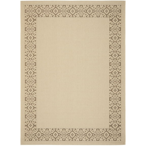 SAFAVIEH Courtyard Catherine Geometric Indoor/Outdoor Area Rug, Cream/Light Chocolate, 8' x 11'