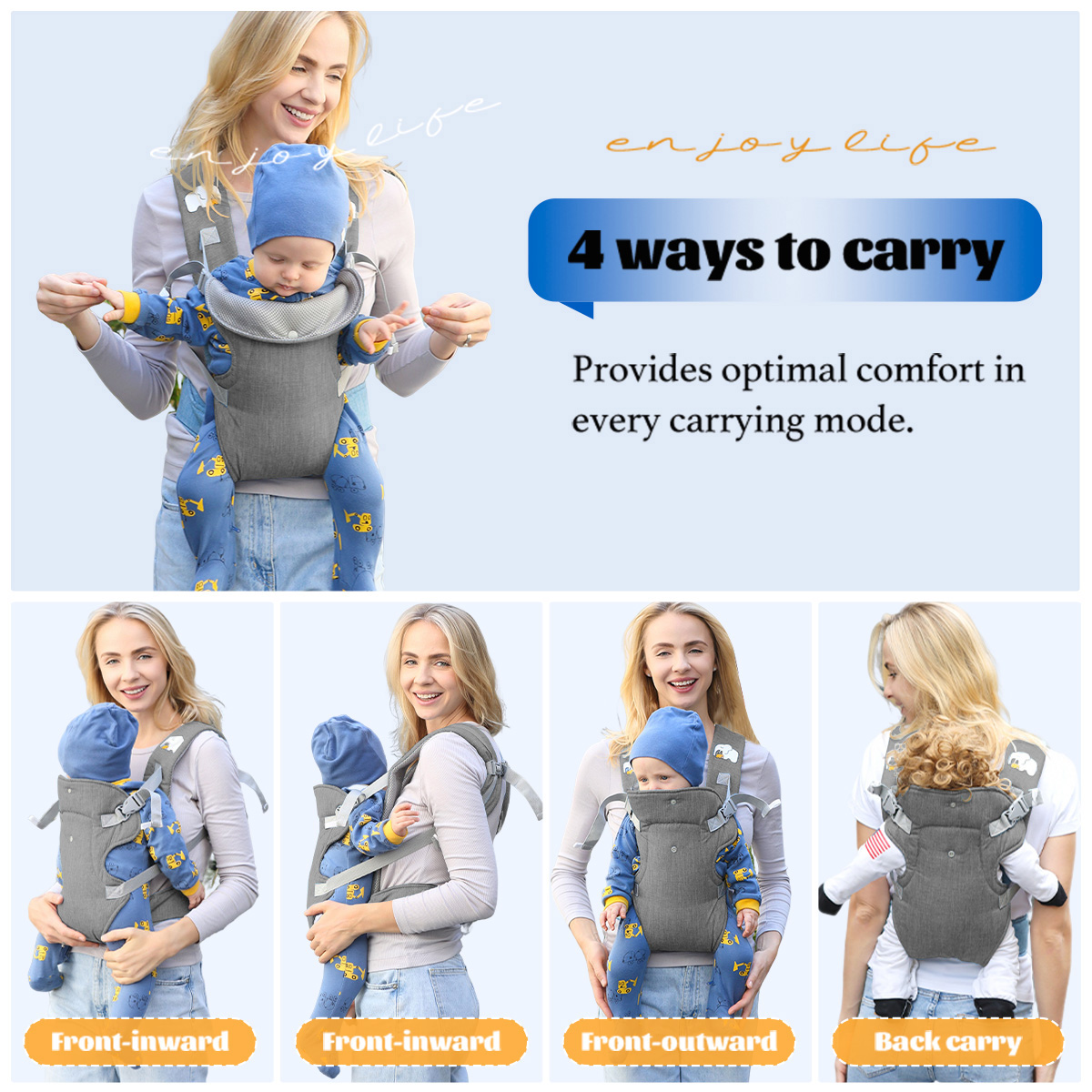 Lvelia 4-in-1 Ergonomic Baby Carrier, Dark Gray photo 6