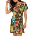 thumbnail image 2 of Vsdgher Motif Robot et Monstres Chemise de Nuit à Manches Courtes Col Rond Mignonne Robe de Nuit Confortable, 2 of 6
